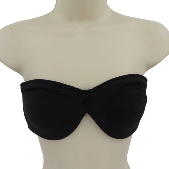 VTG Ralph Lauren 36C Bra Strapless Underwire Black Embroidered Slinky Smooth Y2K - Picture 1 of 11